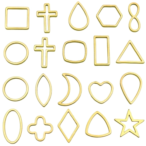 Colgantes Geométricos Huecos de Acero Inoxidable Oro Plata Galvanizado al Vacío Estrella Luna Corazón Dijes para Joyería DIY Collares