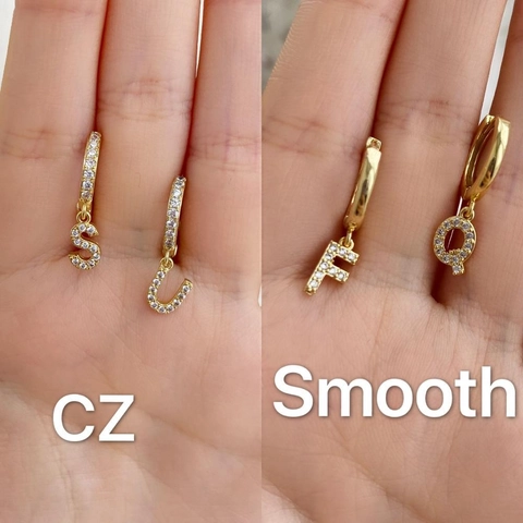 Luxury Copper Gold Plated Alphabet Letter Earring Micro Pave Zirconia Initial Ear Thread Dangle Hoop Earrings For Women Initial Jewelry Gift