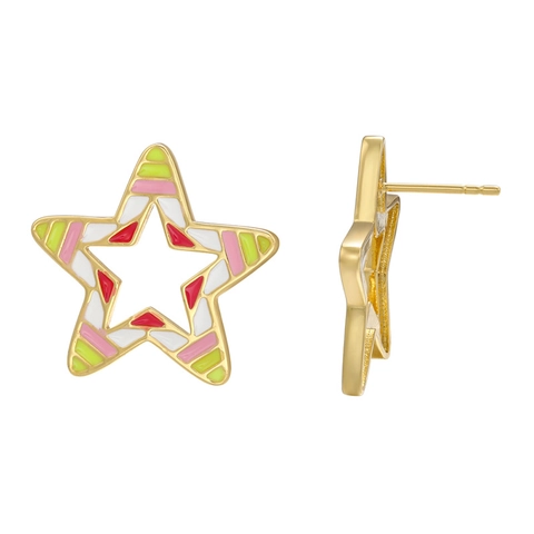 Colorati Orecchini a Bottone a Stella Cuore in Smalto Placcato Oro Rame Geometrici a Goccia d'Olio Gioielli per Donna Accessori Festa