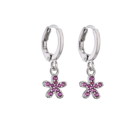 Copper Zirconia Huggie Hoop Earrings For Women Heart Flower Bird Key Pendant Micro Inlaid Multicolor Cubic Zirconia Dangle Earrings Jewelry Gift