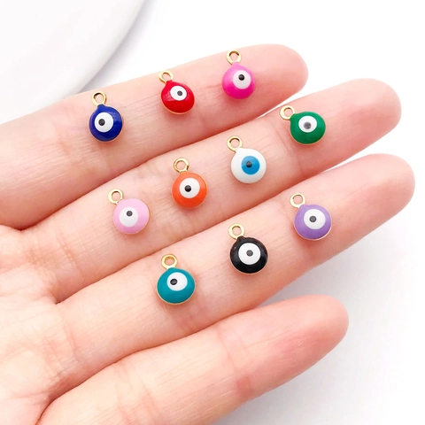 Stainless Steel Evil Eye Pendants For DIY Jewelry Making Gold Plated Enamel Round Heart Star Charms For Necklace Bracelet