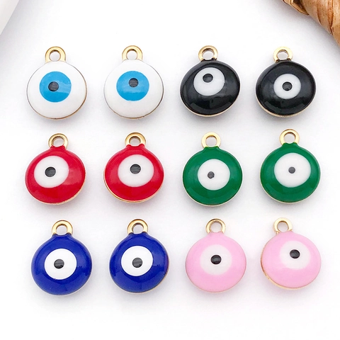 Stainless Steel Evil Eye Enamel Pendants Round Heart Star Hamsa Hand Charms For Necklace Bracelet Jewelry Making Accessories
