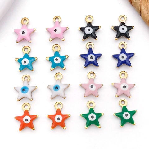 Stainless Steel Enamel Evil Eye Star Heart Hamsa Hand Pendants Charms For DIY Necklace Bracelet Jewelry Making Accessories