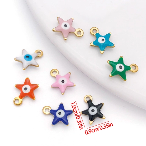 Stainless Steel Enamel Evil Eye Star Heart Hamsa Hand Pendants Charms For DIY Necklace Bracelet Jewelry Making Accessories