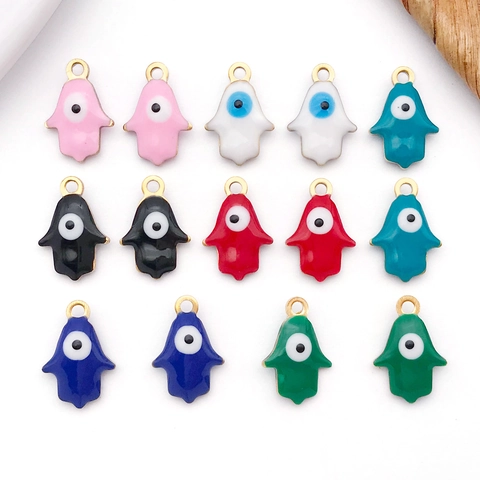 Stainless Steel Enamel Evil Eye Hamsa Hand Heart Star Round Pendants DIY Jewelry Making Charms Gold Plated Handmade Accessories