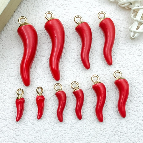 Red Chili Pepper Enamel Charms For Jewelry Making Alloy Cornicello Pendants For Necklace Bracelet Earring DIY Accessories