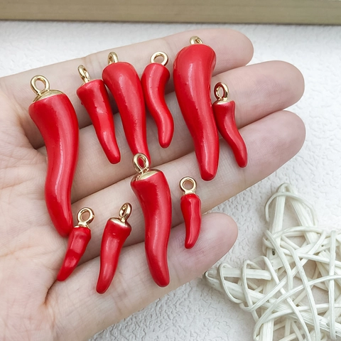 Red Chili Pepper Enamel Charms For Jewelry Making Alloy Cornicello Pendants For Necklace Bracelet Earring DIY Accessories