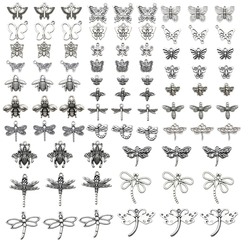 Zinc Alloy Vintage Insect Pendants For DIY Jewelry Making Butterfly Bee Dragonfly Charms Earrings Necklace Accessories Women