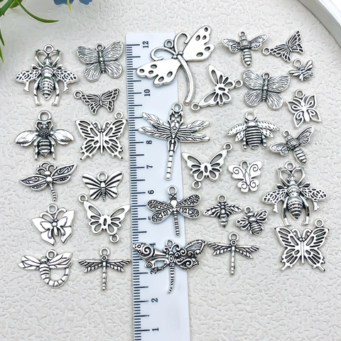 Zinc Alloy Vintage Insect Pendants For DIY Jewelry Making Butterfly Bee Dragonfly Charms Earrings Necklace Accessories Women