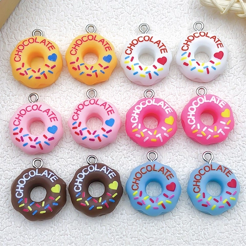 Resin Donut Pendants For Jewelry Making Colorful Simulation Food Charms For Necklace Bracelet Keychain Earrings DIY Crafts