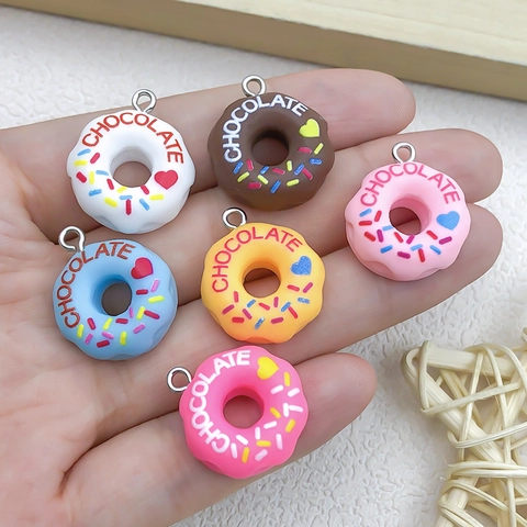 Resin Donut Pendants For Jewelry Making Colorful Simulation Food Charms For Necklace Bracelet Keychain Earrings DIY Crafts