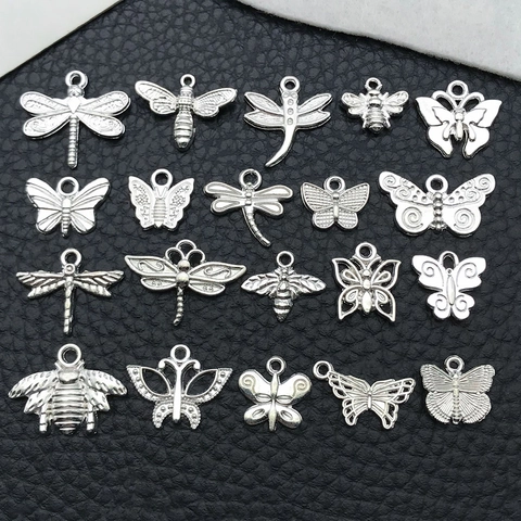 Zinc Alloy Insect Charms Butterfly Bee Dragonfly Pendants For DIY Jewelry Making Necklaces Bracelets Keyrings Assorted Designs