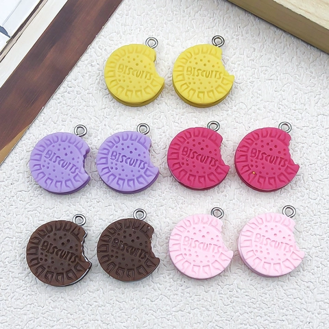 Simulation Sandwich Biscuit Resin Pendants With Metal Loop Cartoon Cookie Charms For DIY Keychain Necklace Jewelry Making Accessories