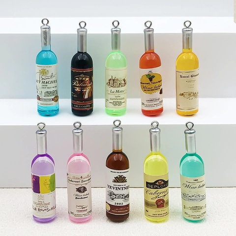 Ciondoli in Resina per Bottiglie di Vino in Miniatura Ciondoli Colorati per Bottiglie di Alcol Simulati per Decorazione Portachiavi Fai-da-te