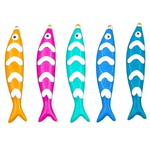 Double Sided Enamel Stainless Steel Long Fish Pendant Colorful Sea Animal Charm For DIY Necklace Bracelet Jewelry Making