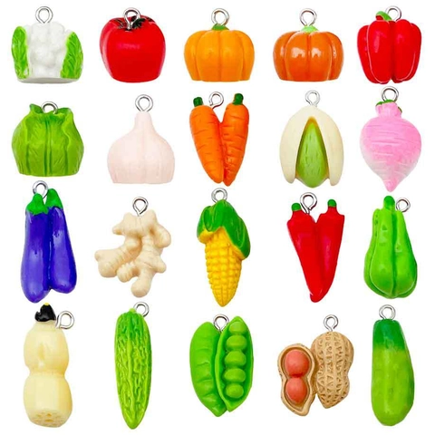 Simulation Mini Fruit Vegetable Resin Pendants DIY Jewelry Accessories Food Charms For Earrings Keychain Necklace Crafts