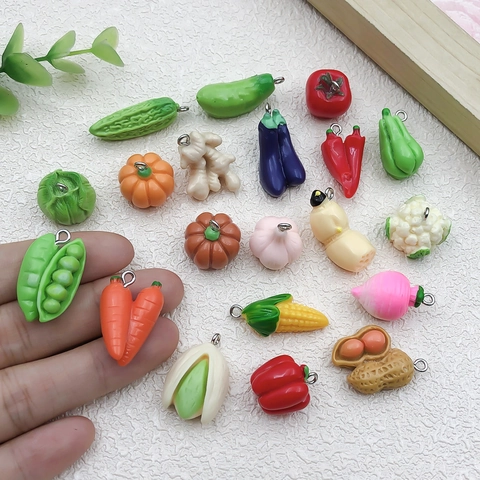 Simulation Mini Fruit Vegetable Resin Pendants DIY Jewelry Accessories Food Charms For Earrings Keychain Necklace Crafts