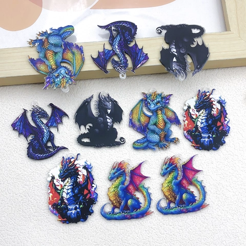 Fantasie Drache Dinosaurier Acryl Anhänger Doppelseitig Bedruckte Charms Für DIY Ohrringe Halskette Schmuckherstellung Zubehör