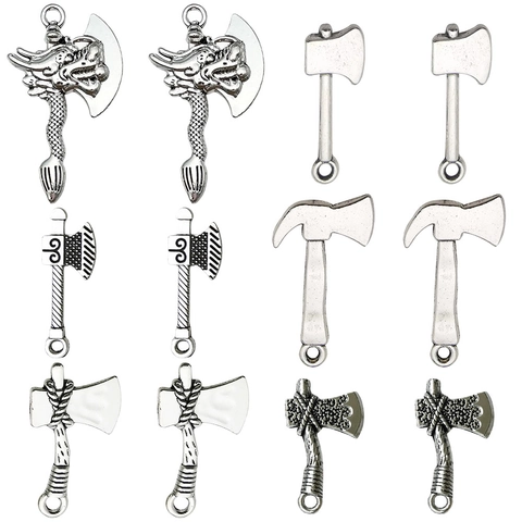 Vintage Zinc Alloy Axe Pendant Charm Antique Silver Tool Shape Dragon Head DIY For Jewelry Making Necklace Keychain