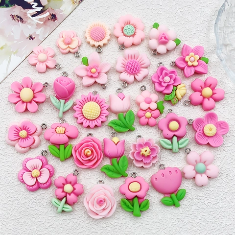 DIY Resin Flower Pendants Rose Sunflower Daisy Tulip Charms For Jewelry Making Necklaces Earrings Keychain Accessories