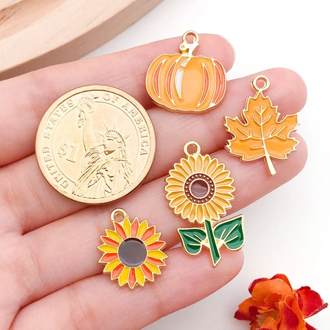 Thanksgiving Enamel Charms Zinc Alloy Pumpkin Turkey Squirrel Fox Autumn Harvest Pendants For DIY Jewelry Making Crafts