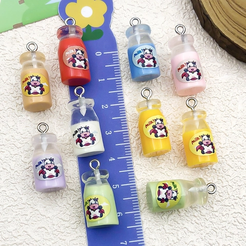 DIY Resin Colorful Milk Bottle Pendants Miniature Simulation Drinks Charms For Earrings Necklace Keychain Jewelry Making Accessories
