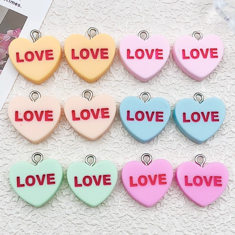 Colorful Resin Heart Letter LOVE Charms For DIY Jewelry Making Valentine's Day Pendants For Earring Necklace Bracelet Jewelry