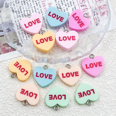 Colorful Resin Heart Letter LOVE Charms For DIY Jewelry Making Valentine's Day Pendants For Earring Necklace Bracelet Jewelry