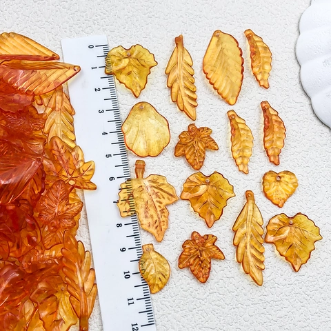 Acrylic Leaf Pendants For DIY Jewelry Making Autumn Maple Leaf Charms Orange Green Accessories For Earrings Necklaces