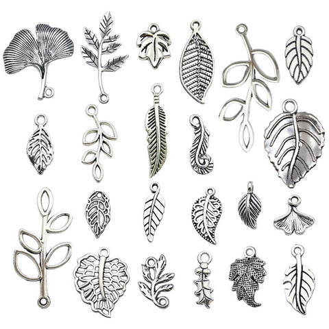 Vintage Zinc Alloy Leaf Pendants Antique Silver Branch Feather Ginkgo Leaf Charms For DIY Jewelry Making Findings Necklace Earrings Bracelet Material