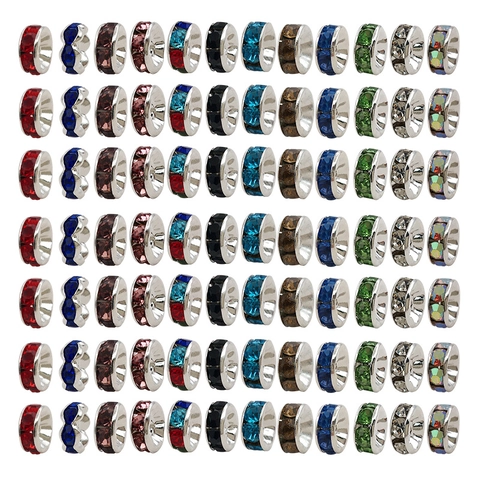 DIY Jewelry Making Accessories Zinc Alloy Rhinestone Rondelle Spacer Beads 6mm 8mm Crystal Wheel Beads For Bracelet Necklace