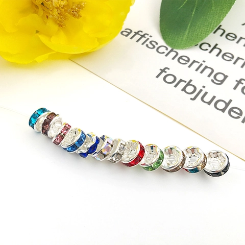 Rhinestone Rondelle Spacer Beads Zinc Alloy DIY Jewelry Accessories Crystal Spacers For Bracelet Necklace Making Supplies