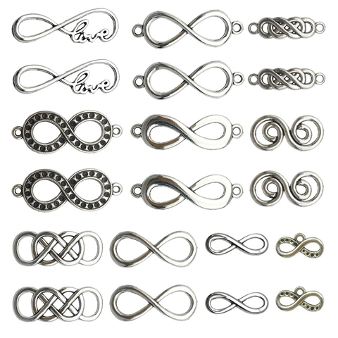 Antique Silver Infinity Symbol Connector Charms Hollow Zinc Alloy Pendants For DIY Jewelry Making Bracelet Necklace Findings