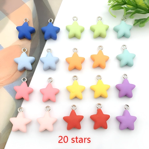 Colgantes de Estrella de Resina Esmerilada Con Bucle de Metal Multicolor Color Caramelo Accesorios de Joyería DIY Para Llaveros