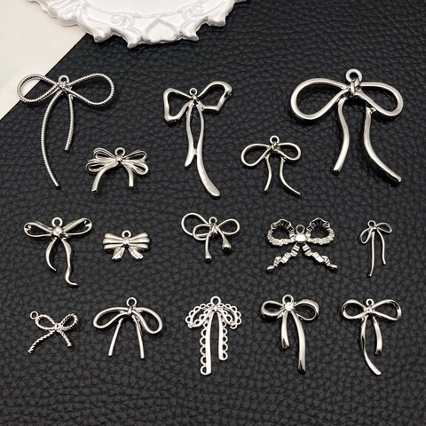 DIY Zinc Alloy Bowknot Charms Silver KC Gold Plated Bow Tie Pendants For Jewelry Making Accessories Necklaces Bracelets