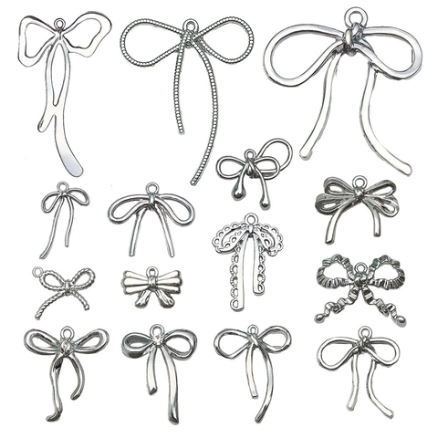 DIY Zinc Alloy Bowknot Charms Silver KC Gold Plated Bow Tie Pendants For Jewelry Making Accessories Necklaces Bracelets