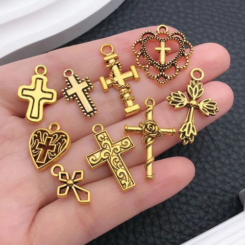 Vintage Legierung Kreuz Anhänger Religiöse Metall Charms Für Schmuckherstellung DIY Armband Halskette Ohrring Antik Gold Silber Zubehör