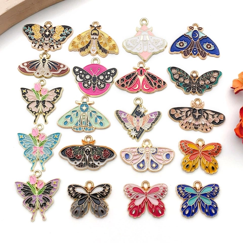 Papillon Breloques en Émail Pendentifs en Alliage de Zinc Insecte pour Fabrication de Bijoux DIY Collier Bracelet Accessoires de Porte-clés