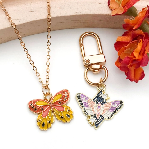 Papillon Breloques en Émail Pendentifs en Alliage de Zinc Insecte pour Fabrication de Bijoux DIY Collier Bracelet Accessoires de Porte-clés