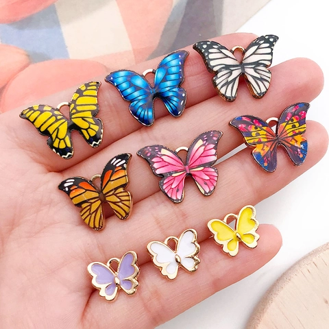 Breloques Papillon Colorées pour la Fabrication de Bijoux DIY Pendentifs en Émail et Alliage de Zinc Accessoires Faits Main