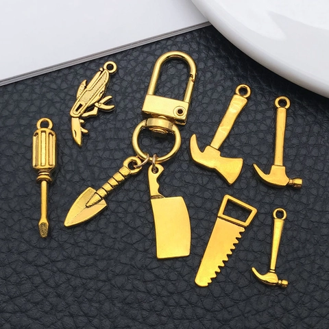 Vintage Zinc Alloy Simulation Tool Pendants Antique Silver Gold Bronze Hammer Wrench Screwdriver Charms For DIY Jewelry Making