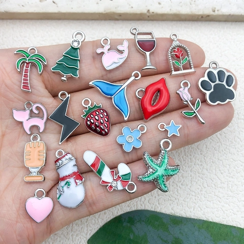 DIY Zinklegierung Emaille Charms Anhänger Gemischt Herz Blume Tier Weihnachten Seestern Für Schmuckherstellung Armband Schlüsselanhänger Halskette Schmuckkomponenten