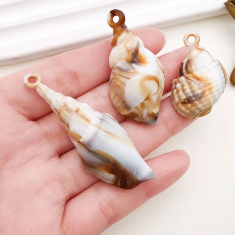 Acrylic Marine Style Conch Shell Starfish Charms For DIY Jewelry Making Realistic Simulation Sea Life Pendants For Bracelet Keychain Necklace Accessories