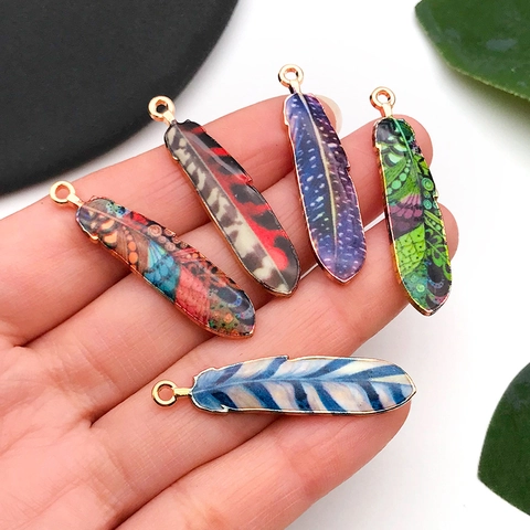 Zinklegering Druppelolie Veer Hangers Voor DIY Oorbellen Sleutelhanger Sieraden Maken Boheemse Stijl Kleurrijke Emaille Knutselen