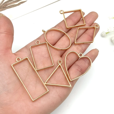 Legierung Geometrische Offene Lünette Anhänger Für DIY Harz Schmuckherstellung Stern Herz Mond Runde Form Lünetten