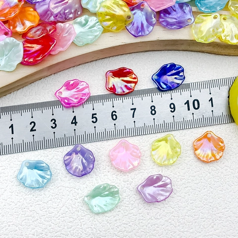Iridescent Acrylic Flower Petal Beads For DIY Jewelry Making Peony Shell Shape Pendants For Earring Hairpin Accessories