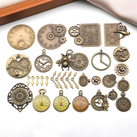 Antiek Brons Steampunk Tandwiel Klok Bedeltjes Gemengde Zinklegering Hanger Voor DIY Ketting Armband Sieraden Maken