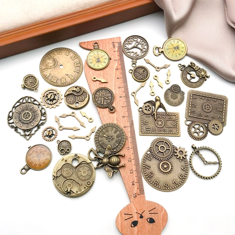 Antiek Brons Steampunk Tandwiel Klok Bedeltjes Gemengde Zinklegering Hanger Voor DIY Ketting Armband Sieraden Maken