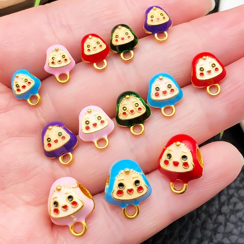 DIY Zinc Alloy Enamel Zongzi Pendants Cartoon Smile Face Fu Character Beads For Bracelet Jewelry Making Dragon Boat Festival Hanging