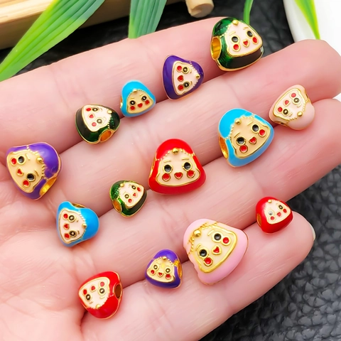Chinese Festival Zongzi Enamel Beads Cartoon Smiley Face Zinc Alloy Fu Character DIY Jewelry Bracelet Necklace Pendants